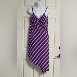 D1- Purple Stripe Wrap Around Swimsuit Cover-Up